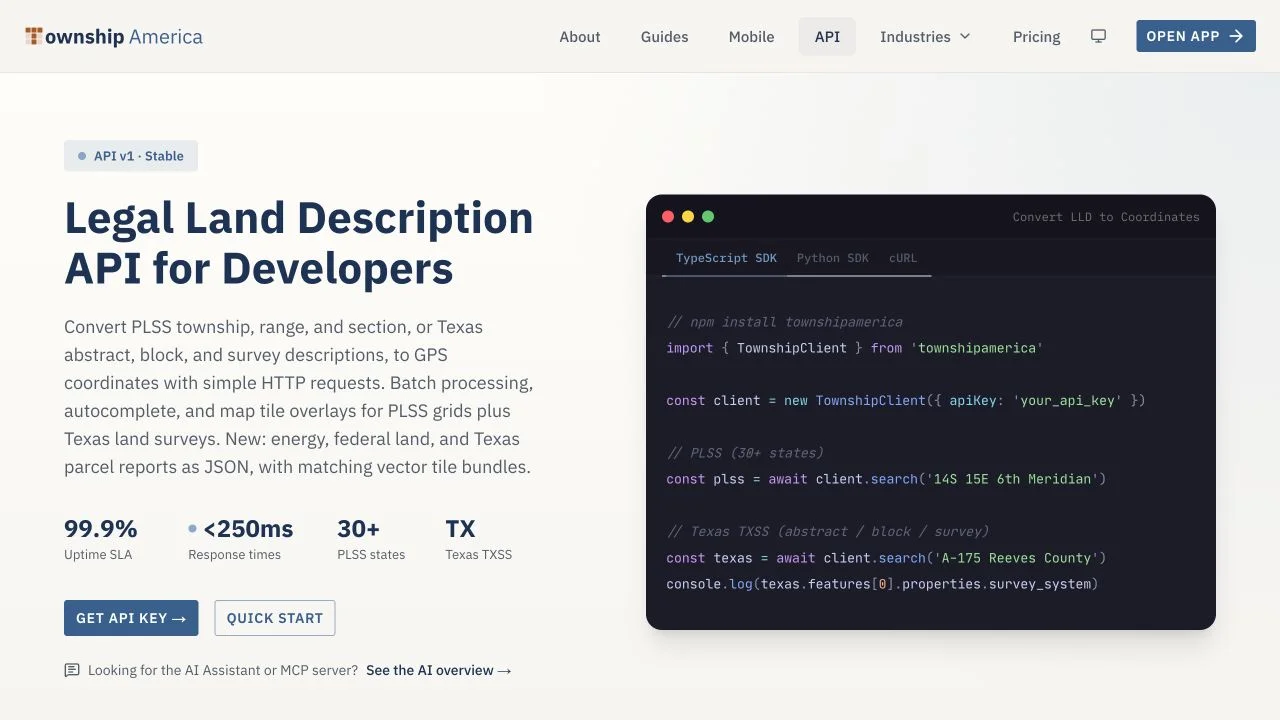 Township America Python SDK: PLSS Lookups in Python for GIS Scripts and Spatial Data Pipelines
